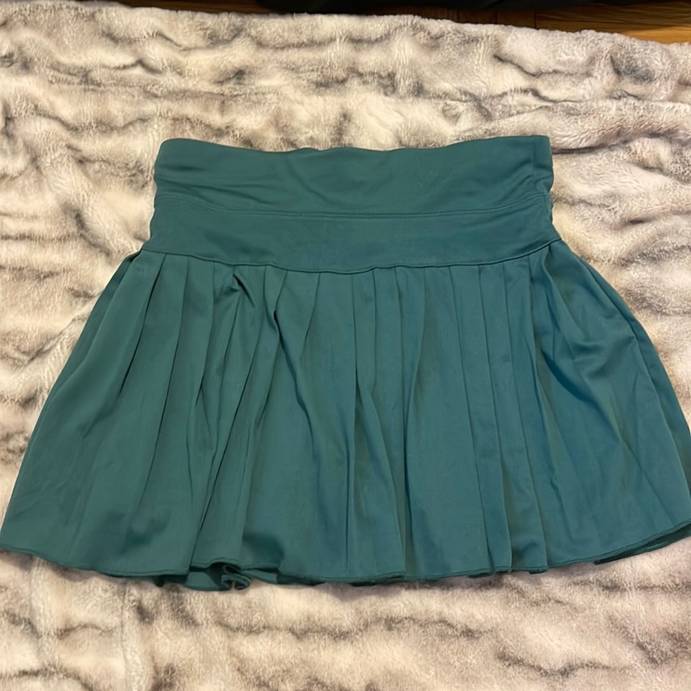 Green High Waisted Pleated Tennis Skirt